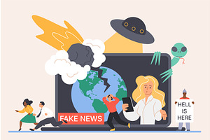 Fake news misinformation social, a Technology Illustration by Lemberg Vector