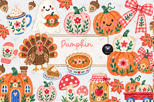 Pumpkin Turkey Fall Clipart