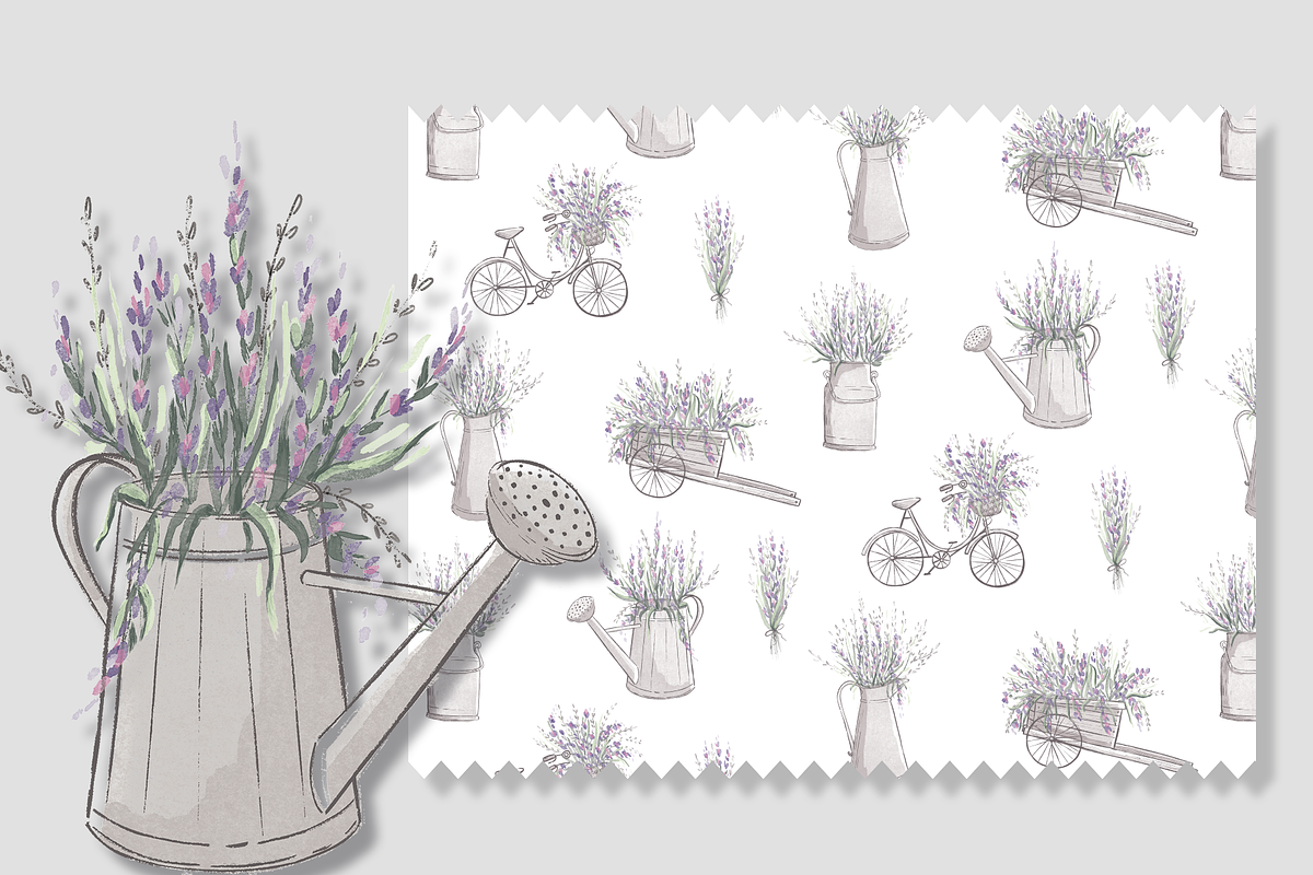 Watercolor Lavender Pattern, a Pattern Graphic by Lady Bruniere Design (Photo 2 of 14)