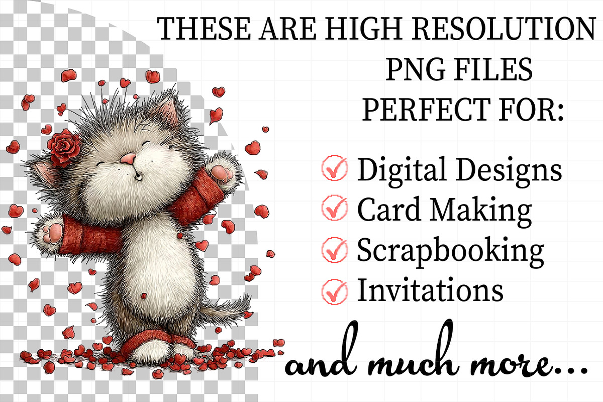 Whimsical Valentine Cat Clipart, an Illustration by Daily.Designs (Photo 2 of 8)