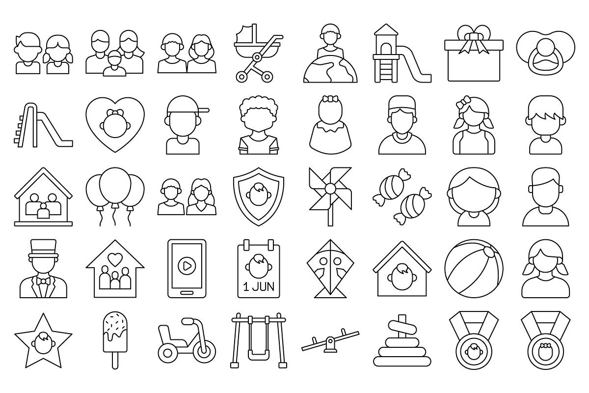 International Children Day Icons, an Outline Icon by Vector Portal (Photo 5 of 5)