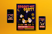 Purple Spooky Party Flyer Set, a Flyer Template by graphicook (Thumbnail 1 of 3)