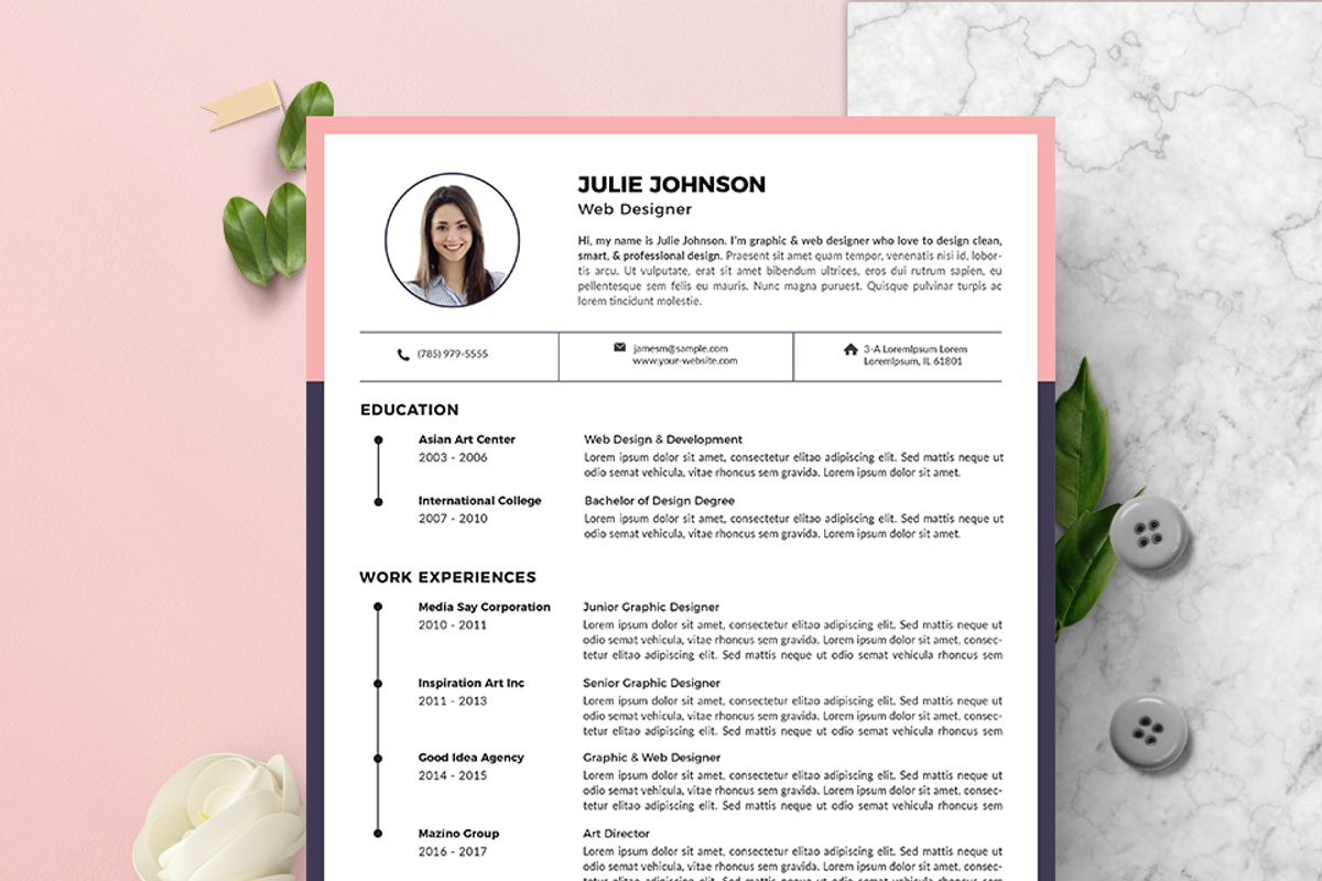 Modern Resume & CV Template, a Resume Template by Hito Graphic (Photo 2 of 8)