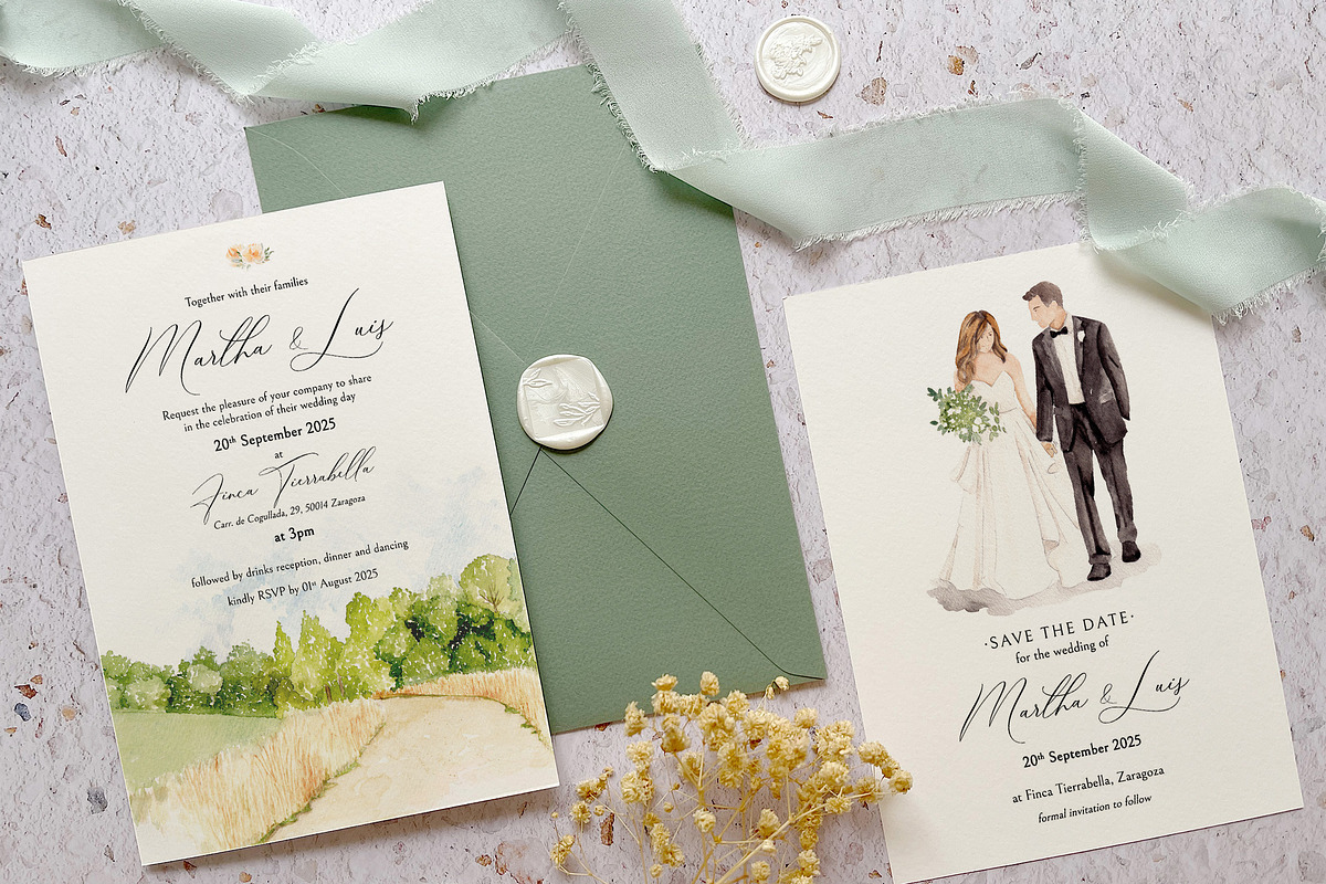Bride & Groom Wedding Invitation, an Invitation Template by BlueRobinDesignShop (Photo 3 of 6)