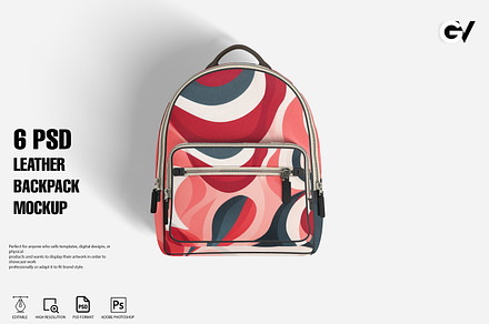 Leather backpack mockup