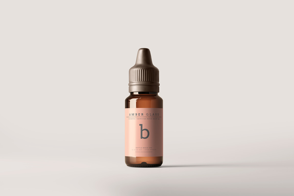 Amber Glass Dropper Bottle Mockups, a Cups & Container Mockup by pmvch (Photo 2 of 20)