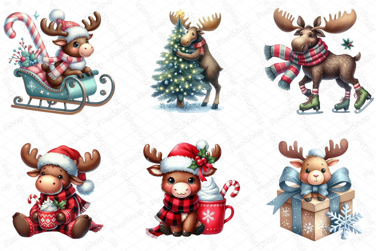 Cute Christmas Moose Sublimation Bun, an Illustration by DreamPrint404 (Photo 4 of 5)