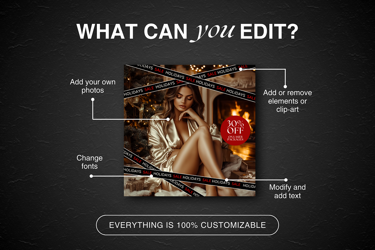 Laser Hair Removal Holidays Insta, a Social Media Template by DesignsbyMariaStudio (Photo 4 of 10)