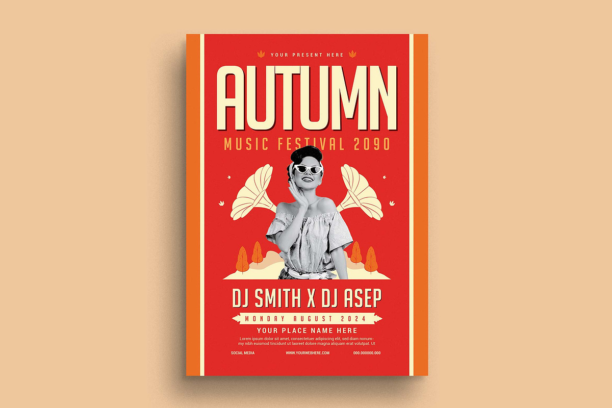 Red Autumn Music Fest Flyer, a Flyer Template by megarez (Photo 3 of 3)