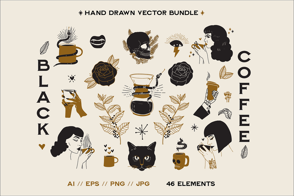 Black Coffee Bundle, an Illustration by ohdeardelgado (Photo 1 of 14)