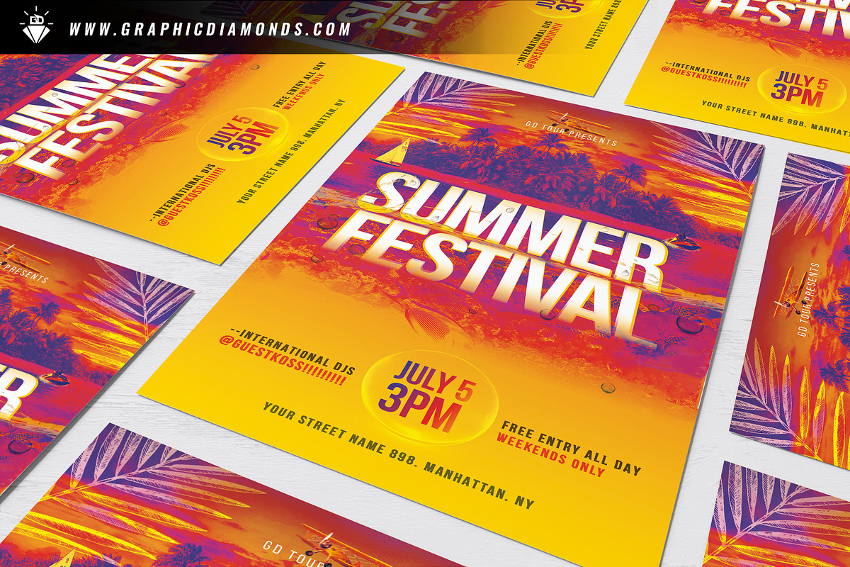 Summer Party Flyer & IG Template, a Flyer Template by GraphicDiamonds (Photo 4 of 8)