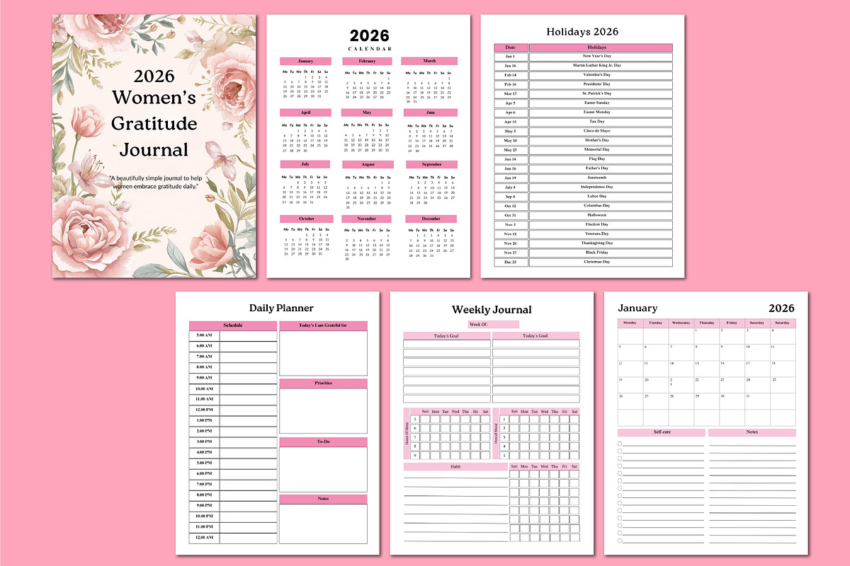 2026 Women’s Gratitude Journal, a Stationery Template by Shumaya (Photo 2 of 4)