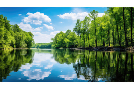 lake spring island pond landscape ai, a Nature Photo by pikepicture