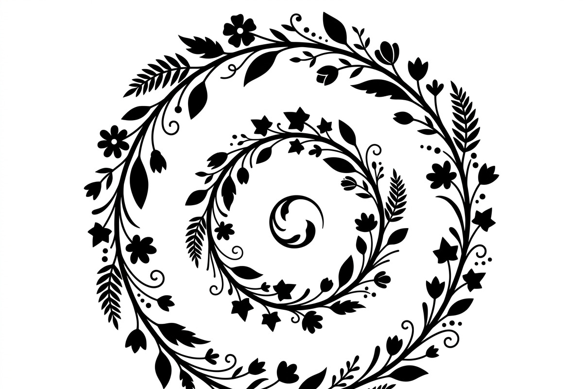 50 Elegant Floral Leaf Spiral Frame, a Decorative Illustration by Amazin_art (Photo 11 of 41)