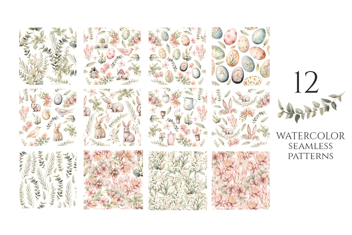 Watercolor Happy Easter Collection, a Decorative Illustration by Evgeniia (Photo 17 of 17)