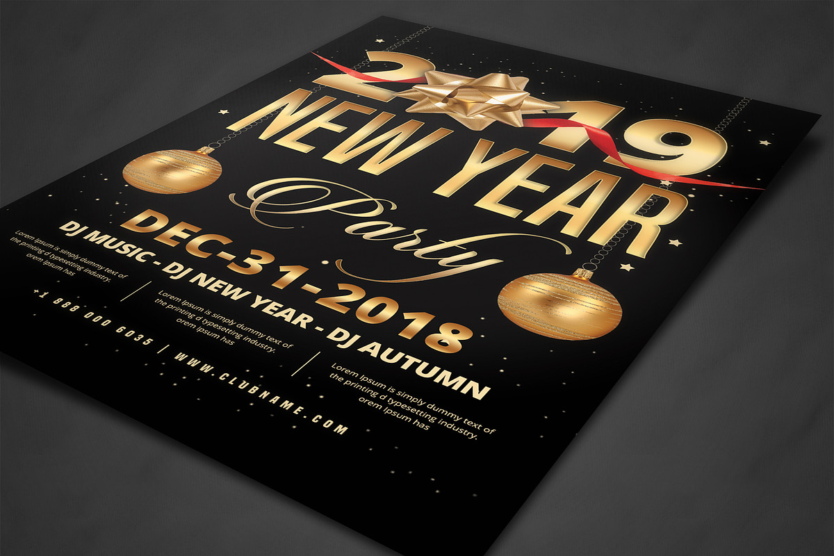 2019 New Year Party Flyer, a Flyer Template by AfzaalGraphics (Photo 2 of 4)