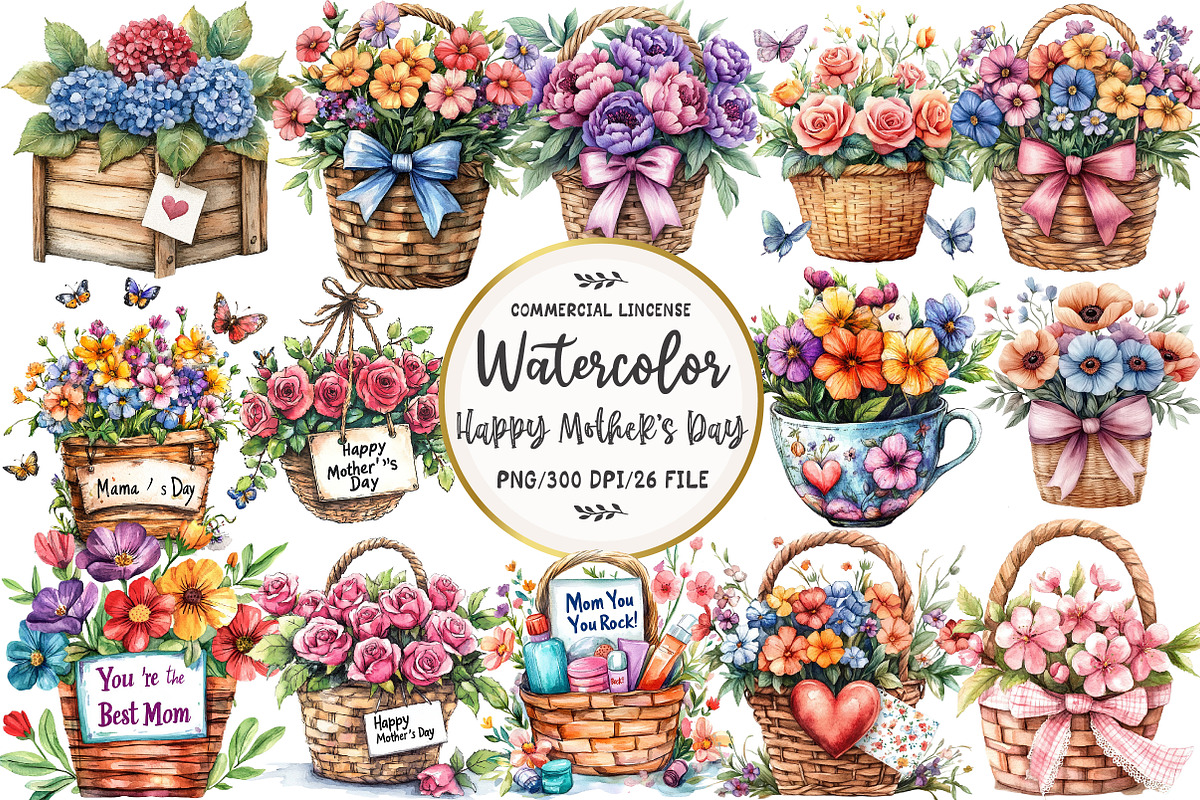 Happy Mother's Day Clipart, an Illustration by OK Design (Photo 1 of 5)