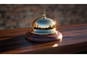 Shiny brass hotel service bell, an Architecture Photo by Igor Tichonow