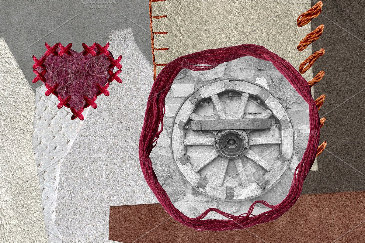 Leather and Stitching: Collage Kit., an Object Graphic by TaPilipa (Photo 2 of 15)