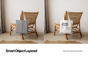 Rattan Poster & Tote Bag Mockup, a Packaging Mockup by Usethis Mockup (Thumbnail 6 of 8)