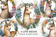 Watercolor wreath with alpaca flower, an Animal Illustration by Julia Bogdan (Thumbnail 1 of 4)