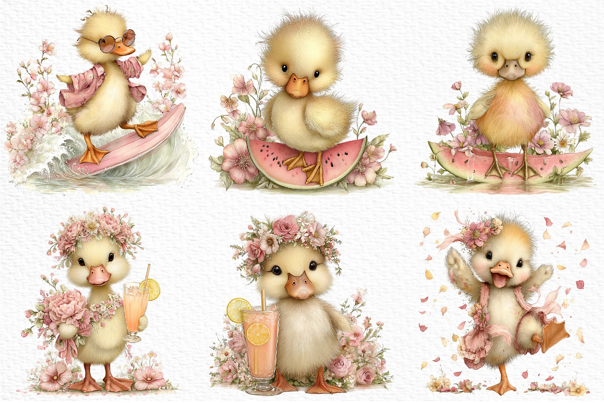 Summer Funny Ducklings Clipart, an Illustration by Craft Nest (Photo 3 of 12)