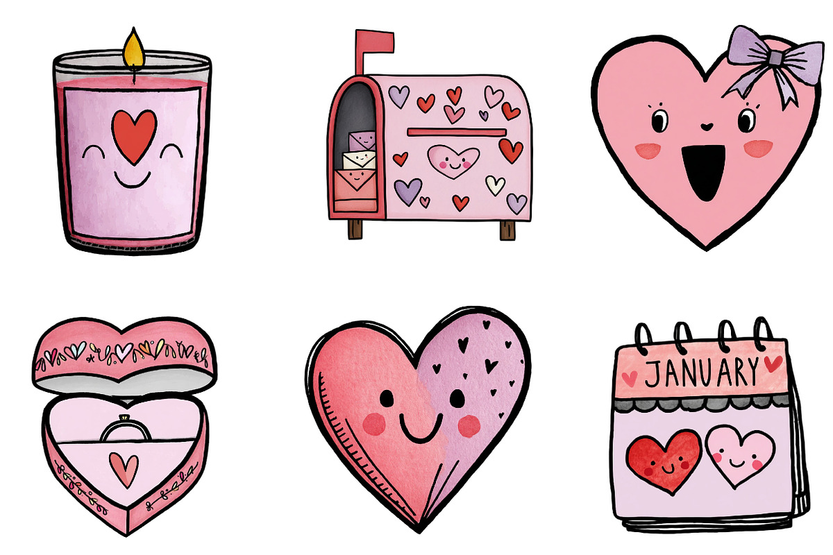 Cute Valentine Clipart, an Illustration by CreationArt (Photo 3 of 7)