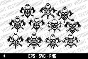 bearded Viking skull, a Person Illustration by Vectorhight