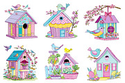 Whimsical Spring Birdhouse Clipart, an Illustration by Dream Creation (Thumbnail 2 of 7)