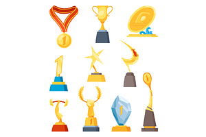 Awards cup icon set. Trophy, an Object Illustration by Things for designers