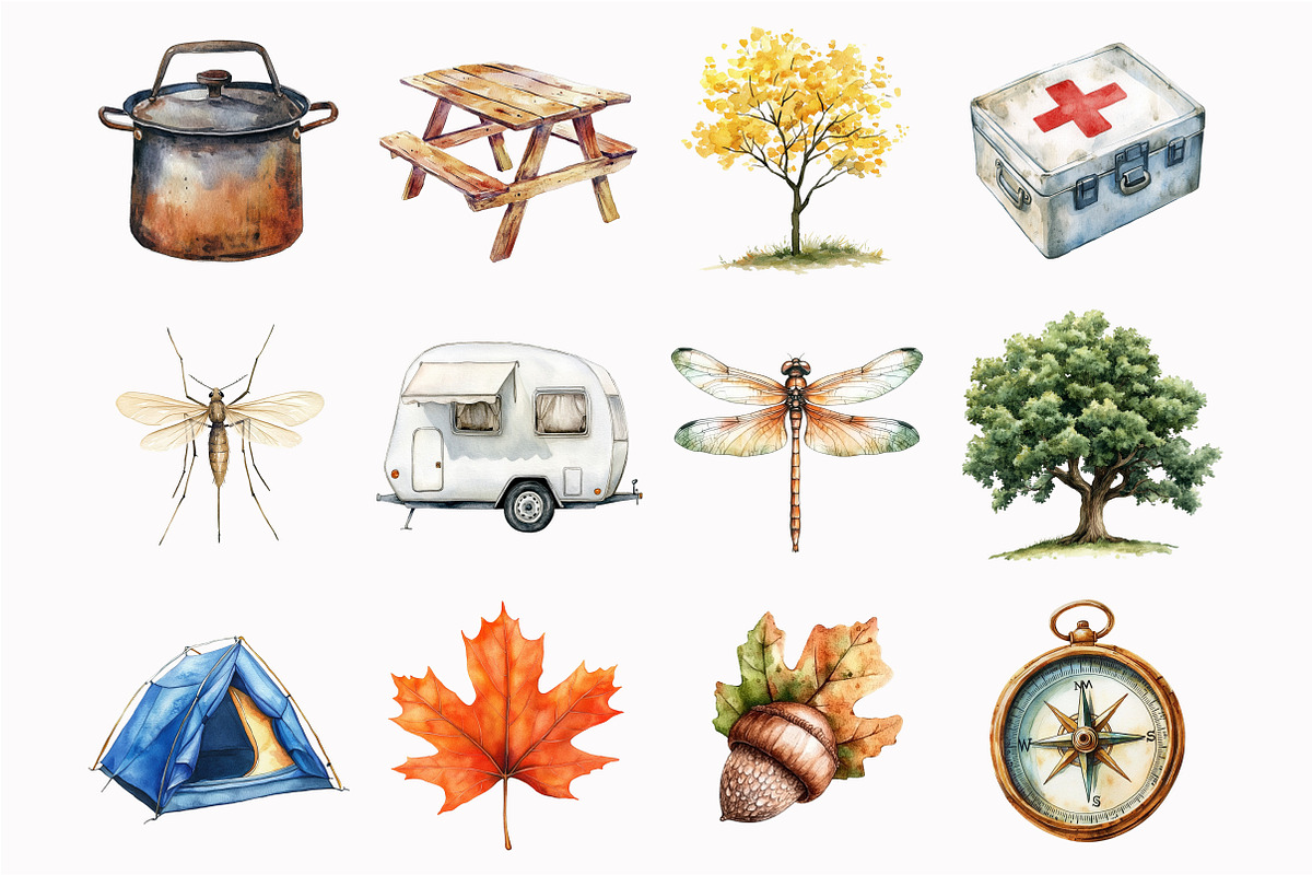 Camping Clipart Bundle, an Illustration by Design Market (Photo 5 of 5)