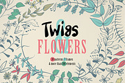 Twigs & flowers. Vector patterns, a Pattern Graphic by olly87 (Thumbnail 1 of 8)