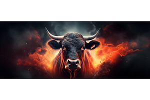 Bull Head on a Fire Background, an Animal Photo by BazziBa♥