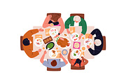 People eating food at table set, a Food Illustration by Good Studio (Thumbnail 3 of 7)