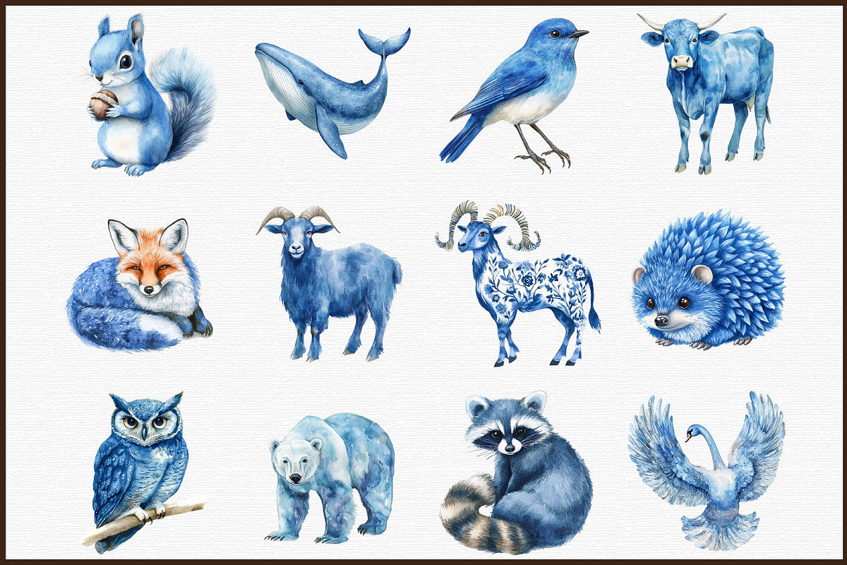 Blue Vintage Animals Bundle, an Illustration by Sublimation Artist (Photo 3 of 6)