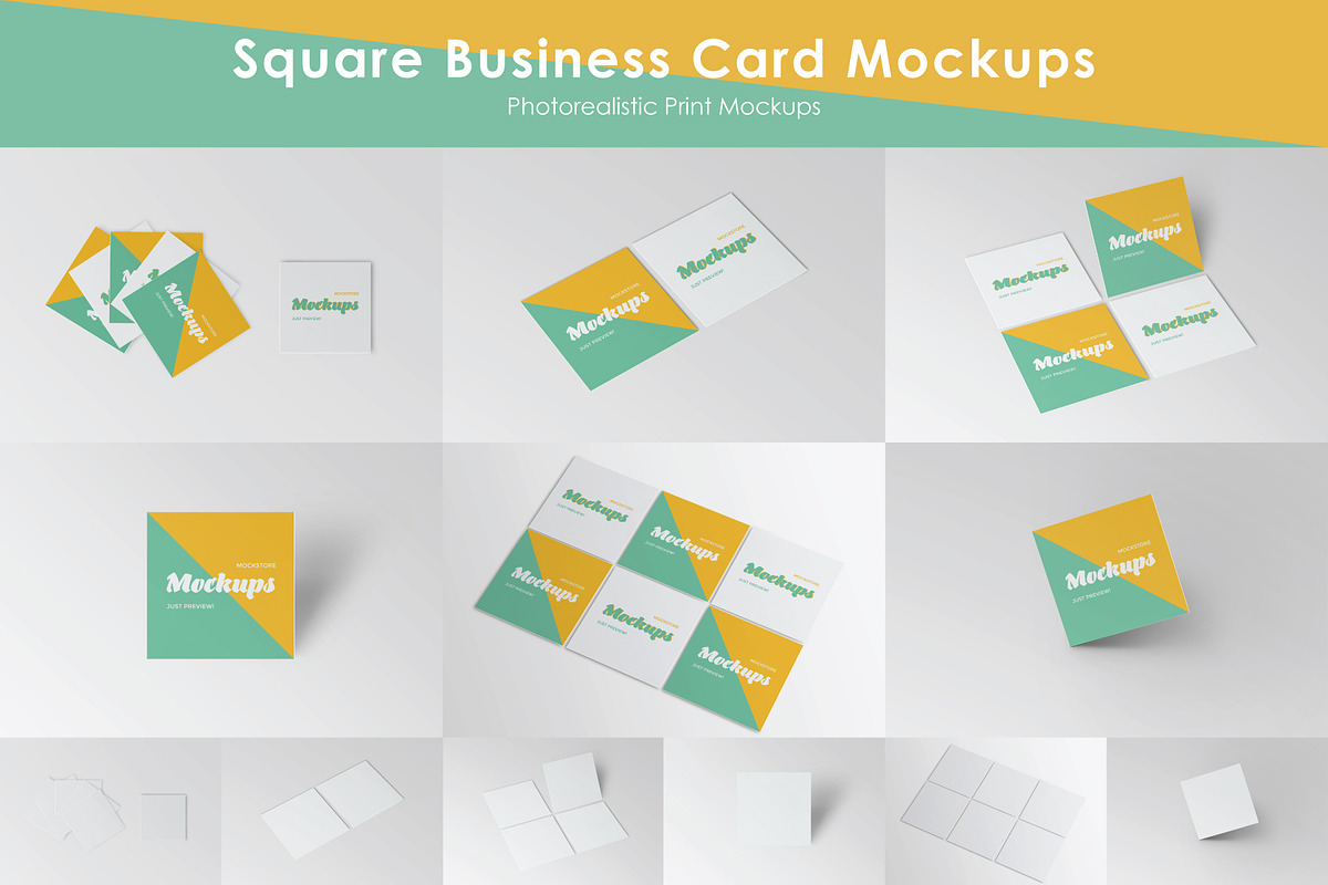 Square Business Card Mockups, a Print Template by Mockstore (Photo 1 of 10)