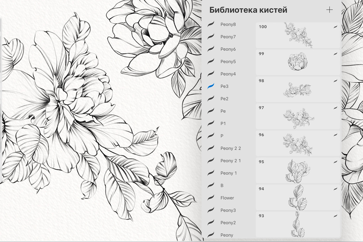 Procreate flower stamp, peony brush, a Brush Add-On by AnnaPolitmerskaja (Photo 2 of 5)
