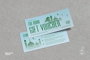 Blue Green Eid Al Adha Voucher, a Card Template by Neermana
