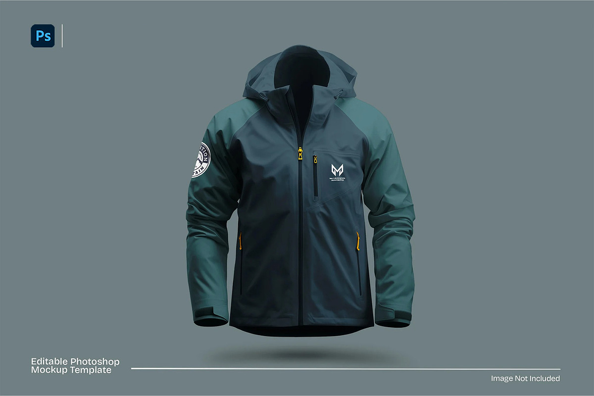 Men's Waterproofs Jacket Mockup, a Hoody Mockup by SilverStudio77