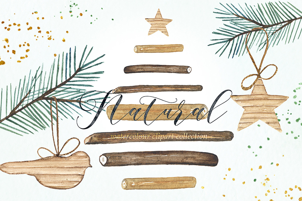 Natural winter. Watercolor clipart., an Illustration by LABFcreations (Photo 2 of 7)