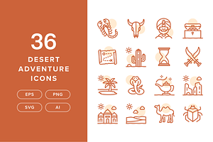 36 Desert Adventure Icons