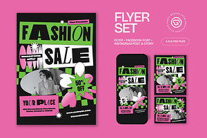 Black Pink Fashion Sale Flyer Set, a Flyer Template by graphicook