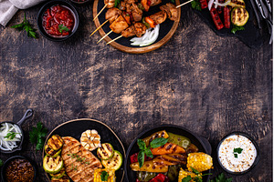 Assortment of grilled bbq meat and, a Food & Drink Photo by Yulia Furman