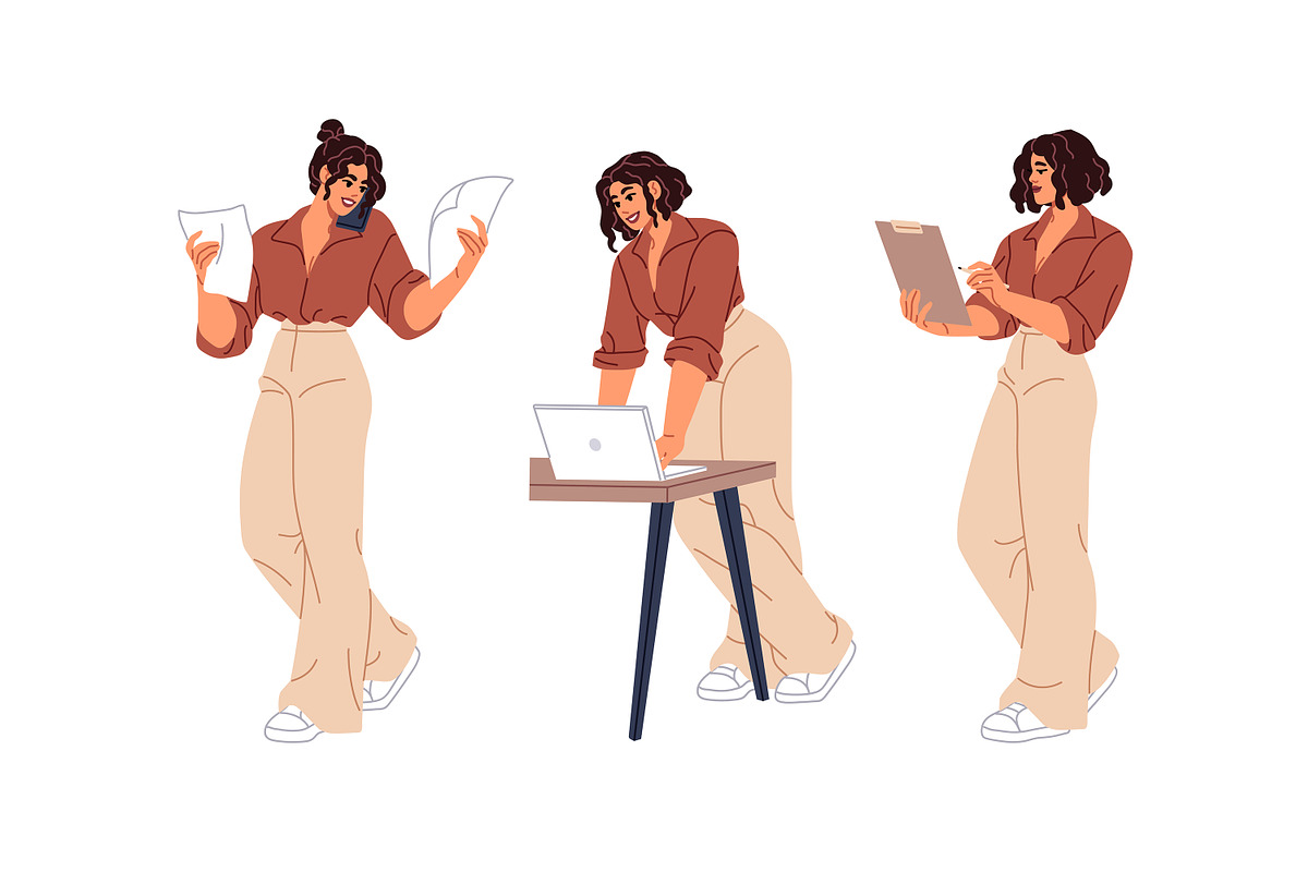 Business woman in various poses set, a Person Illustration by PaperTrident (Photo 4 of 7)