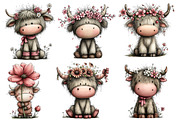 whimsical spring highland cow clipar, an Illustration by Designworld (Thumbnail 4 of 5)