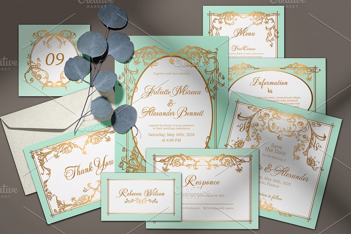 Baroque Wedding Stationery Suite, an Invitation Template by ilustrinna (Photo 14 of 14)