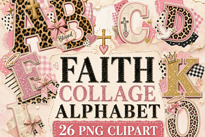 Faith Collage Alphabet PNG Bundle, a Decorative Illustration by Tanya Kart