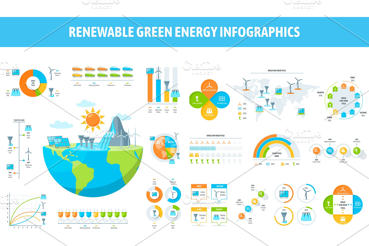Renewable green energy infographics, a Presentation Template by Rosa Puchalt