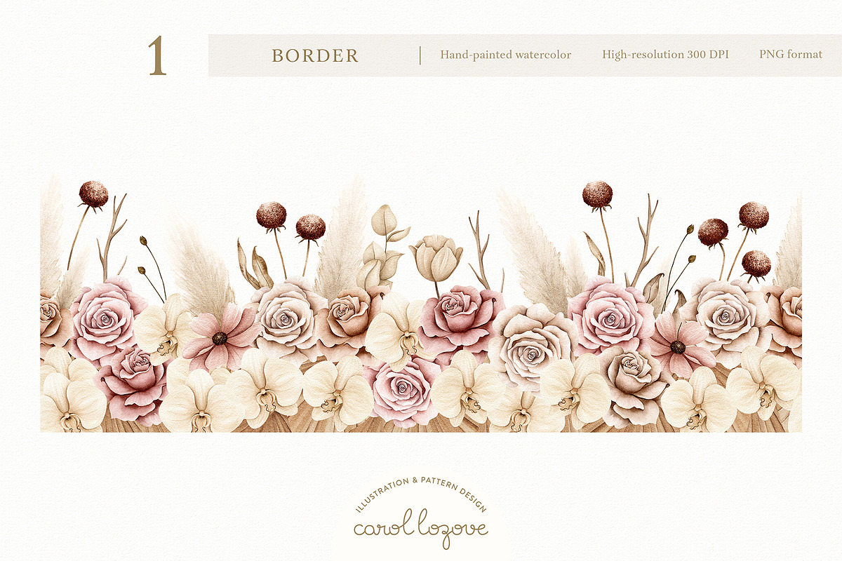 Watercolor Boho Fall Dusty Rose Set, a Decorative Illustration by Carol Lozove (Photo 34 of 74)