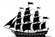 Sailing Ship Silhouette Vector, an Illustration by Amazin_art (Thumbnail 2 of 8)